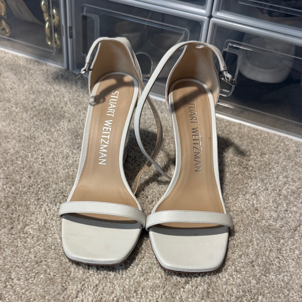 Stuart Weitzman Cream Heeled Sandals